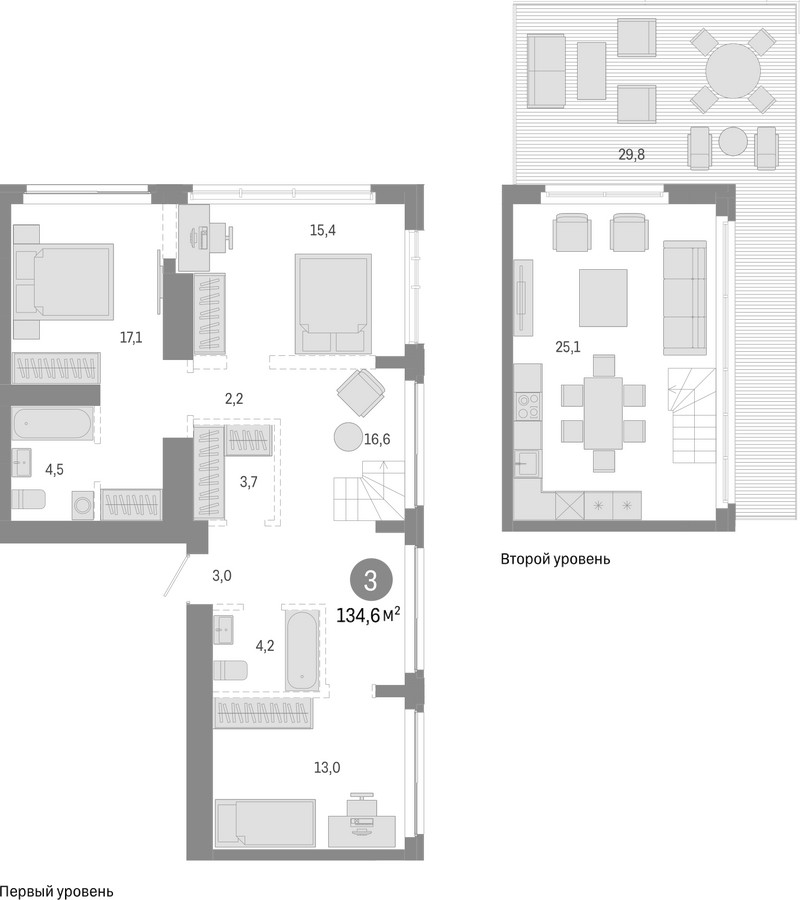 Планировка 4е-к. квартира 104.80 м² в ЖК «Европейский берег»