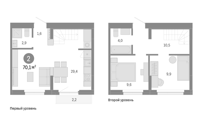 Планировка 3е-к.кв 67.90 м² в ЖК «Пшеница»