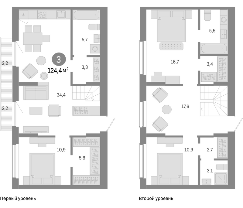 Планировка 4е-к. квартира 120.00 м² в ЖК «Пшеница»