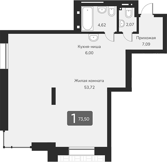 Планировка своб. план. 73.50 м² в ЖК «Марсель-2»