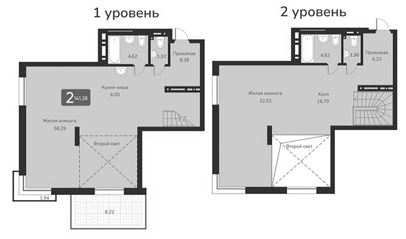 Планировка своб. план. 141.28 м² в ЖК «Марсель-2»