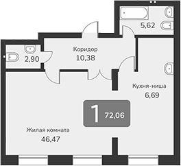 Планировка своб. план. 72.06 м² в ЖК «Марсель-2»