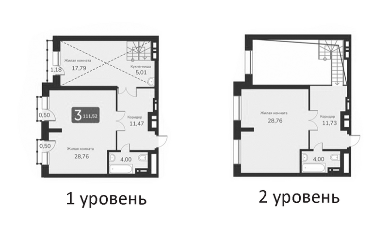Планировка своб. план. 111.52 м² в ЖК «Марсель-2»