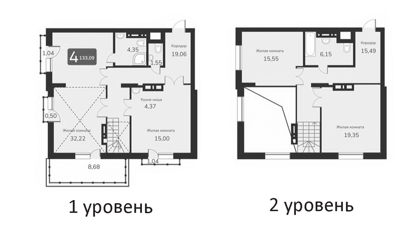 Планировка своб. план. 133.09 м² в ЖК «Марсель-2»