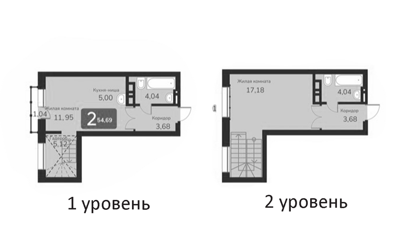 Планировка своб. план. 54.69 м² в ЖК «Марсель-2»