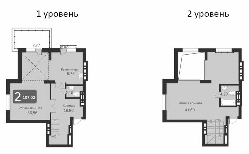 Планировка своб. план. 107.02 м² в ЖК «Марсель-2»