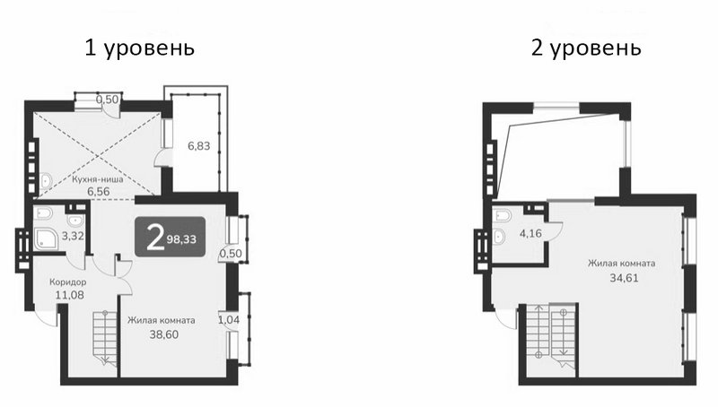 Планировка своб. план. 98.33 м² в ЖК «Марсель-2»