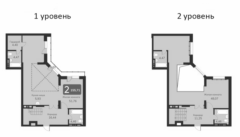 Планировка своб. план. 155.71 м² в ЖК «Марсель-2»