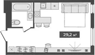 Планировка студии 29.20 м² в ЖК «Freedom»