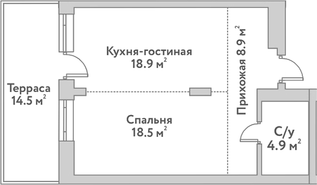 Планировка 2е-к.кв 51.20 м² в ЖК «Flora&Fauna»