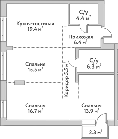 Планировка 4е-к.кв 88.10 м² в ЖК «Flora&Fauna»